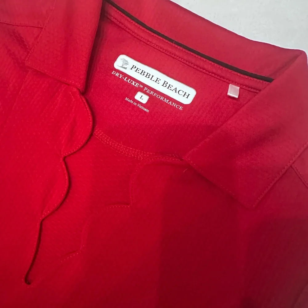 Pebble Beach Dry Luxe Sleeveless Red Golf Tank Top, Scalloped Collar, Large - Picture 2 of 4